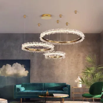 LED medál lámpa Északi egyszerű, modern művészeti gyűrű kristály étterem kreatív nappali, hálószoba, bár dekoratív lógni fény