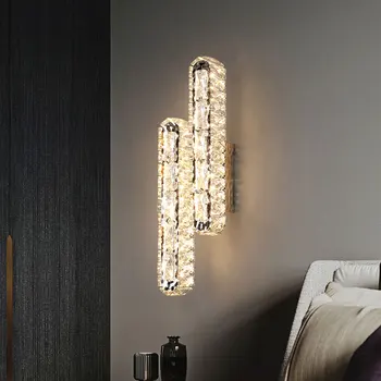 Modern Stílusú Crystal Design LED Fali Lámpa Hálószoba, Nappali Háttér Étkező, Folyosó Belső Ezüstös Fény Dekoráció