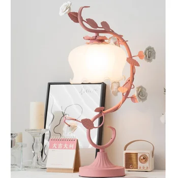2023 LED Klasszikus Rusztikus Stílus Virág Led-es asztali Lámpa Meleg, Romantikus Éjjeli Világítás Amerikai Asztal Dekoratív Lámpák Lány Ajándék