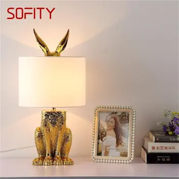 SOFITY Gyanta asztali Lámpa, Modern, Kreatív Arany Nyúl Búra LED-es asztali Lámpa Otthoni Nappali