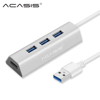 Acasis nagysebességű Multi USB 3.0 Hub 4 Port USB Hub 3,0 a Power Adapter PC Számítógép Tartozékok Alumínium USB Elosztó#25