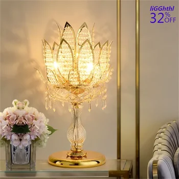 Kristály asztali Lámpa LED-es Lotus asztali Lámpa, Modern Arany Kreatív Art Design Lámpa Dekoráció Otthon Éjjeli Fények Kristály Világítás.