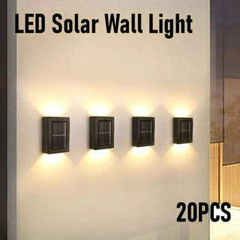 6 LED-es Napelemes Kültéri Fali Lámpa Vízálló Felfelé vagy Lefelé Világító Világító Kerti Dekoráció Napelemes Lámpák Lépcső, Kerítés Napfény Lámpa