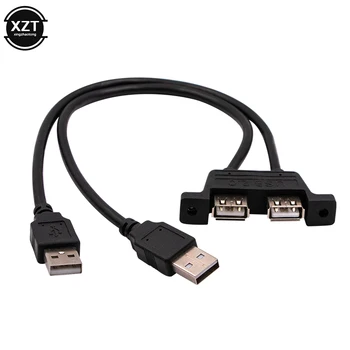 Két-port Sziámi USB 2.0 Hosszabbító Kábel Csavar Lyuk Rögzített Két-port USB-Terelő Kábel, 0,3 m/0,5 m