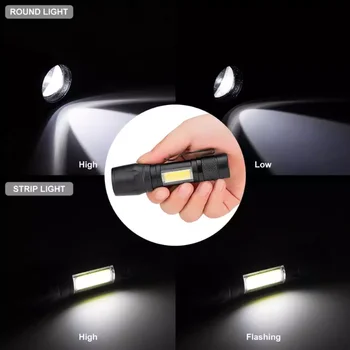 ZK30 3 Világítási Mód Hordozható Újratölthető Zoom Q5 LED Zseblámpa Vaku Fáklya Lámpás Kemping Lámpa Mini Led-Zseblámpa