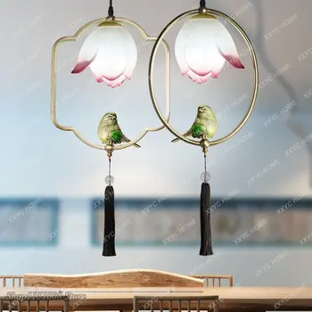 Burung Modern Lampu Gaya Cina LED Lampu Liontin Kreatif Ruang Tamu Ruang Kerja Balkon Lorong Koridor LED Medál Lampu