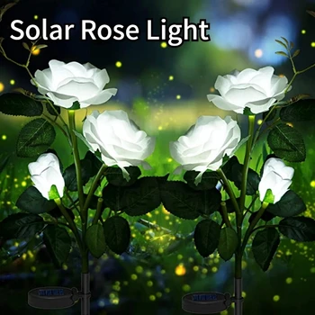 2DB 3Head LED Solar Szimuláció Rózsa Virág Napelemes LED Kerti Udvaron Kerti Este Lámpa Táj, Kertben, Otthon Dekoráció Virágok