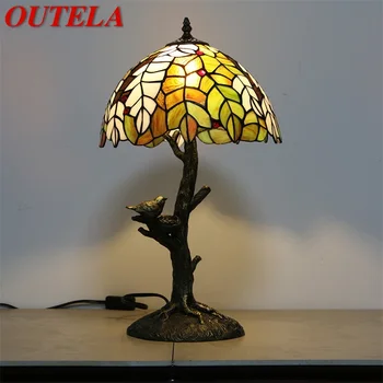 OUTELA Tiffany asztali Lámpa, Modern LED Színes asztali Lámpa Kreatív Otthon Hálószoba Dekoráció