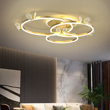 Modern Stílusú LED Csillár Nappali Hálószoba, Étkező, Konyha Gyűrű Mennyezeti Lámpa Pillangó Design Távirányító Fény