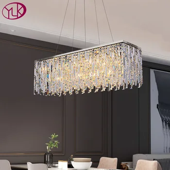 YOULAIKE Modern, minden kristálycsillár az étkező luxus lakberendezés lógó lámpa lámpatest téglalap sziget cristal csillogás